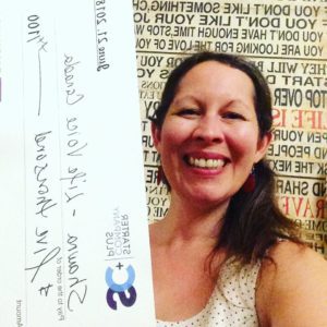 Shawna Percy with Life Voice grant from Guelph Business Center